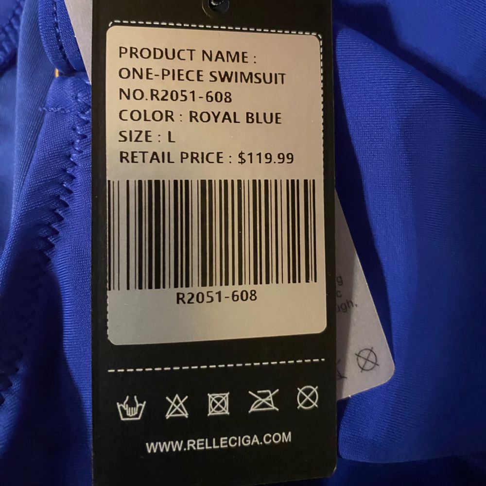 🩱NWT one piece thong Relleciga brand Size Large Royal Blue swim suit. - Picture 3 of 6